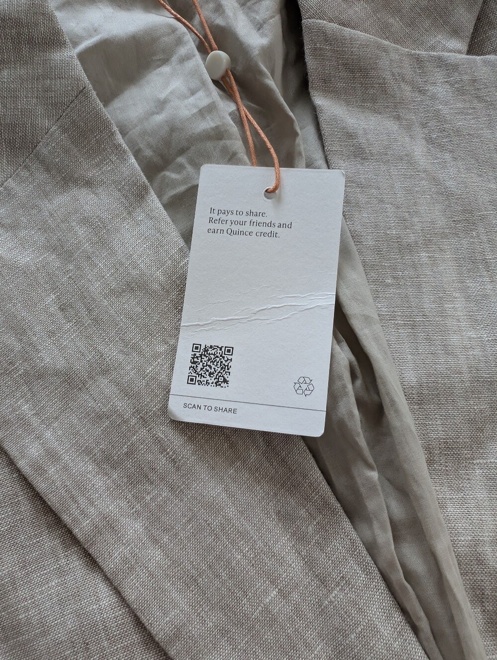 NWT Quince Flax Beige Linen-Blend Single-Button Blazer (Size Large) - Picture 3 of 9